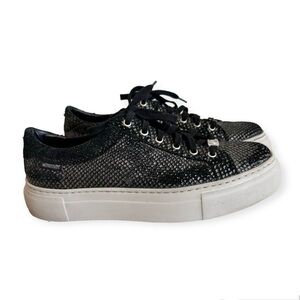 MEPHISTO Air Relax Black Snakeskin Platform Sneakers Size 8.5